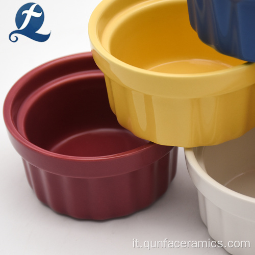 Ramekin all&#39;ingrosso su ordinazione di colore ceramico